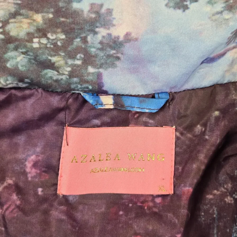 Azalea Wang Renaissance Art Puffer Jacket Size XL Art to Wear Bomber Coat
